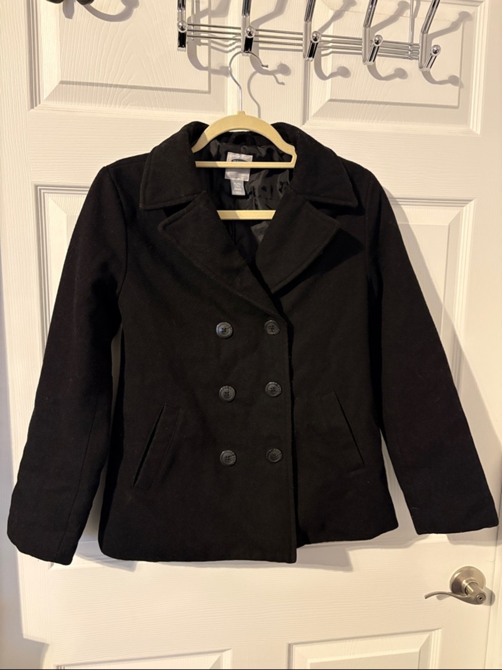 Old Navy Black Double-Breasted Peacoat